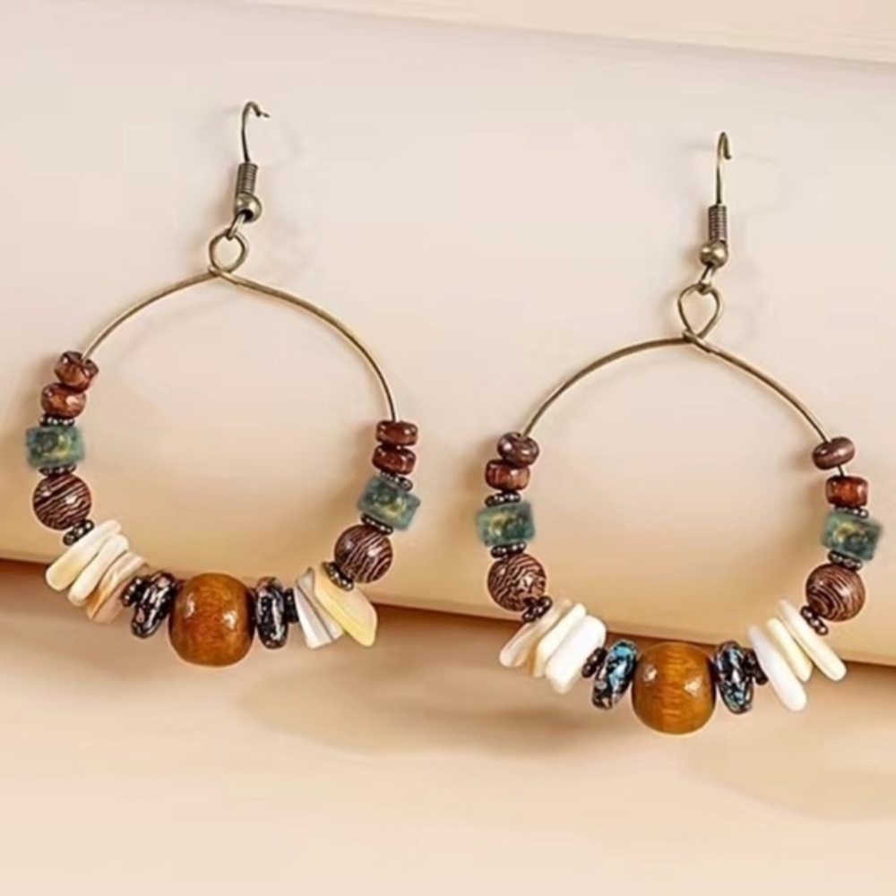 Beaded Circle Earrings Fashion Jewelry BRAND NEW